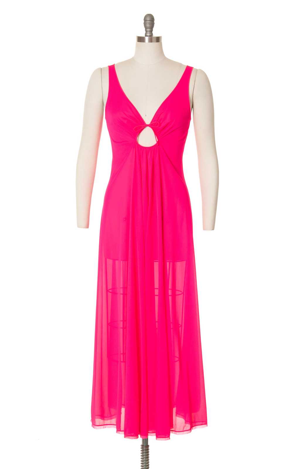 1970s Neon Hot Pink Nightgown | small/medium/large - image 4
