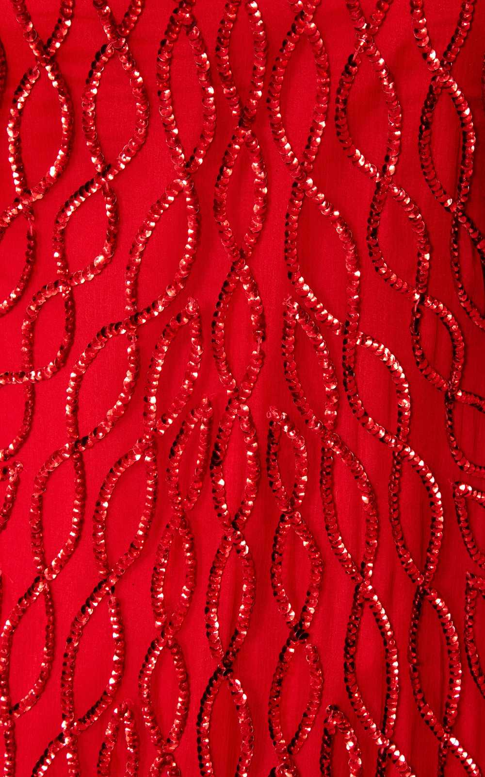 1980s Red Silk Sequin Beaded Party Dress | small - image 8