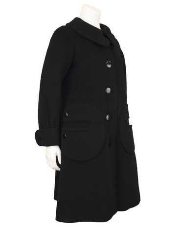 Pierre Cardin Black Wool Mod Swing Coat