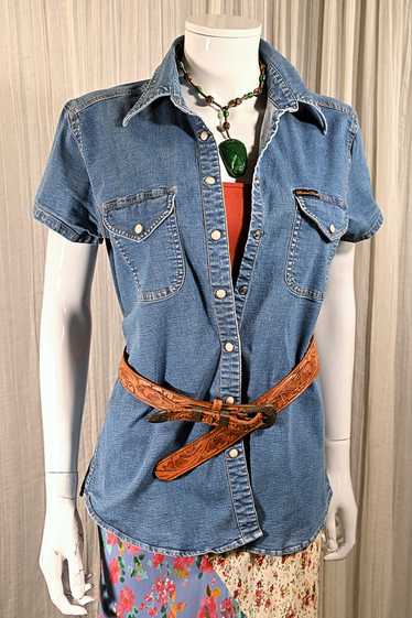 90s Banana Republic Denim Top, Snap Buttons Southw