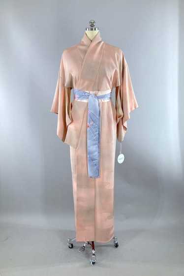Vintage Pink & Grey Ombre Silk Kimono