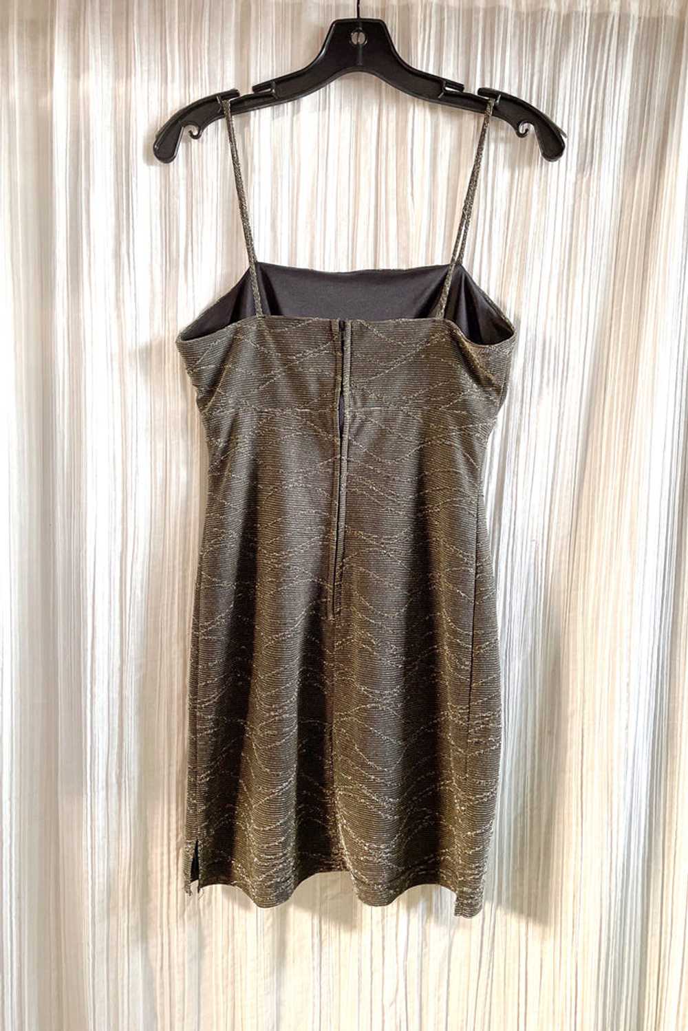 Vintage 90s Party Dress, Bronze Sparkle Mini Dres… - image 4