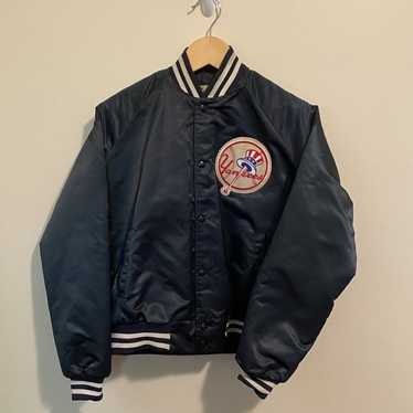 NY Yankees Vintage 90s Athletic Jacket Blue Satin Bomber Style