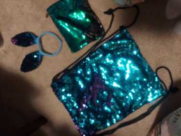 Sequin Draw String Backpack With Pouch And Bunny … - image 1