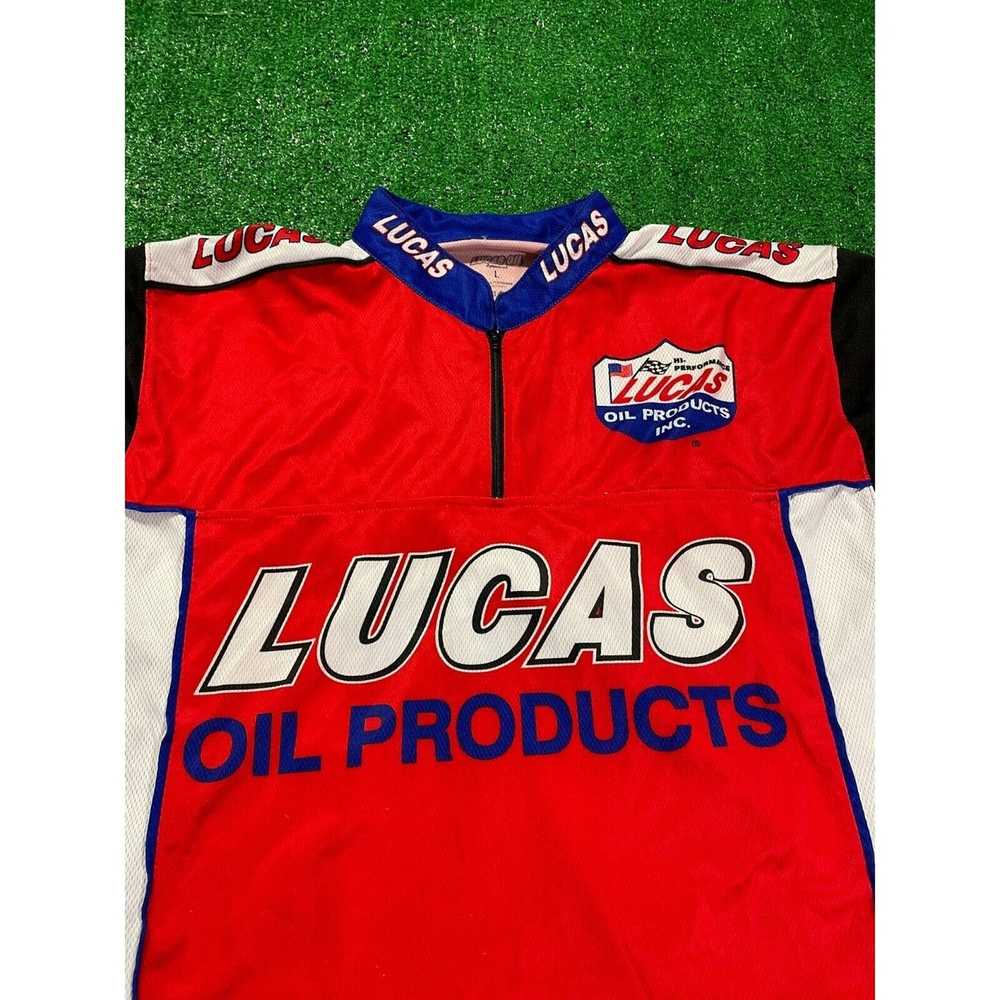 Vintage Lucas Oil Racing Polo Shirt 1/4 Zip Large… - image 3