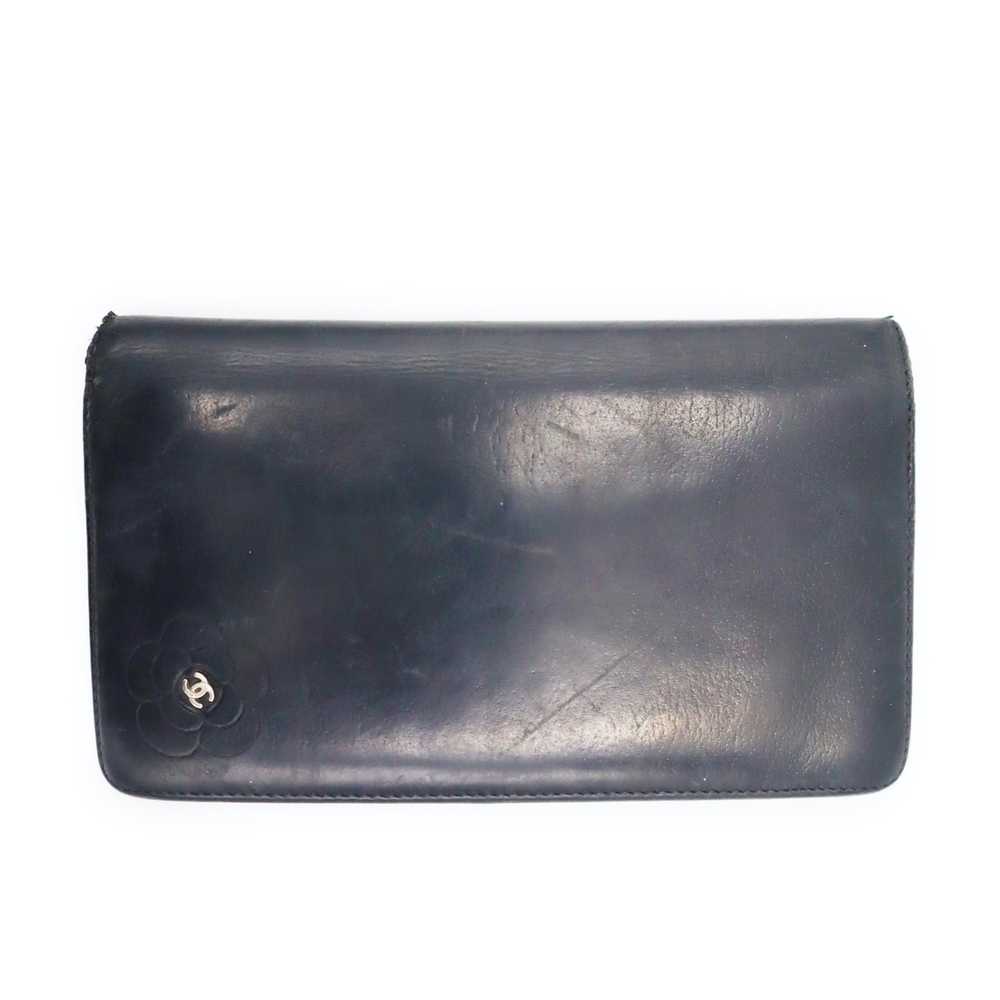 Chanel Chanel Camellia Leather Long Wallet Black - image 1
