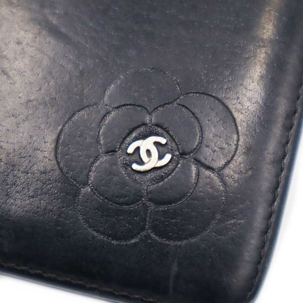 Chanel Chanel Camellia Leather Long Wallet Black - image 7