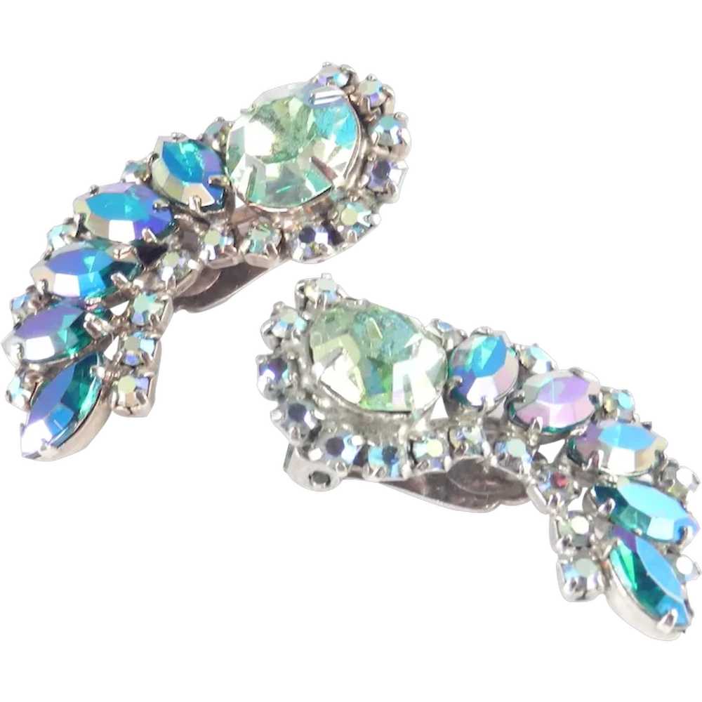 Rhinestone Swoosh Climber Earrings - image 1