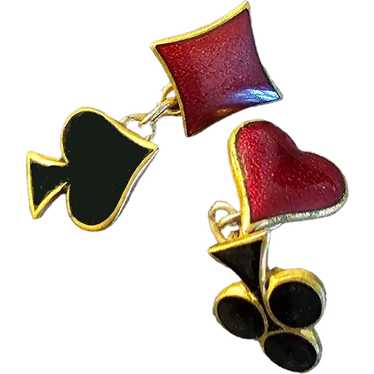 Casino Hearts Spades Diamonds Clubs Cufflinks - image 1