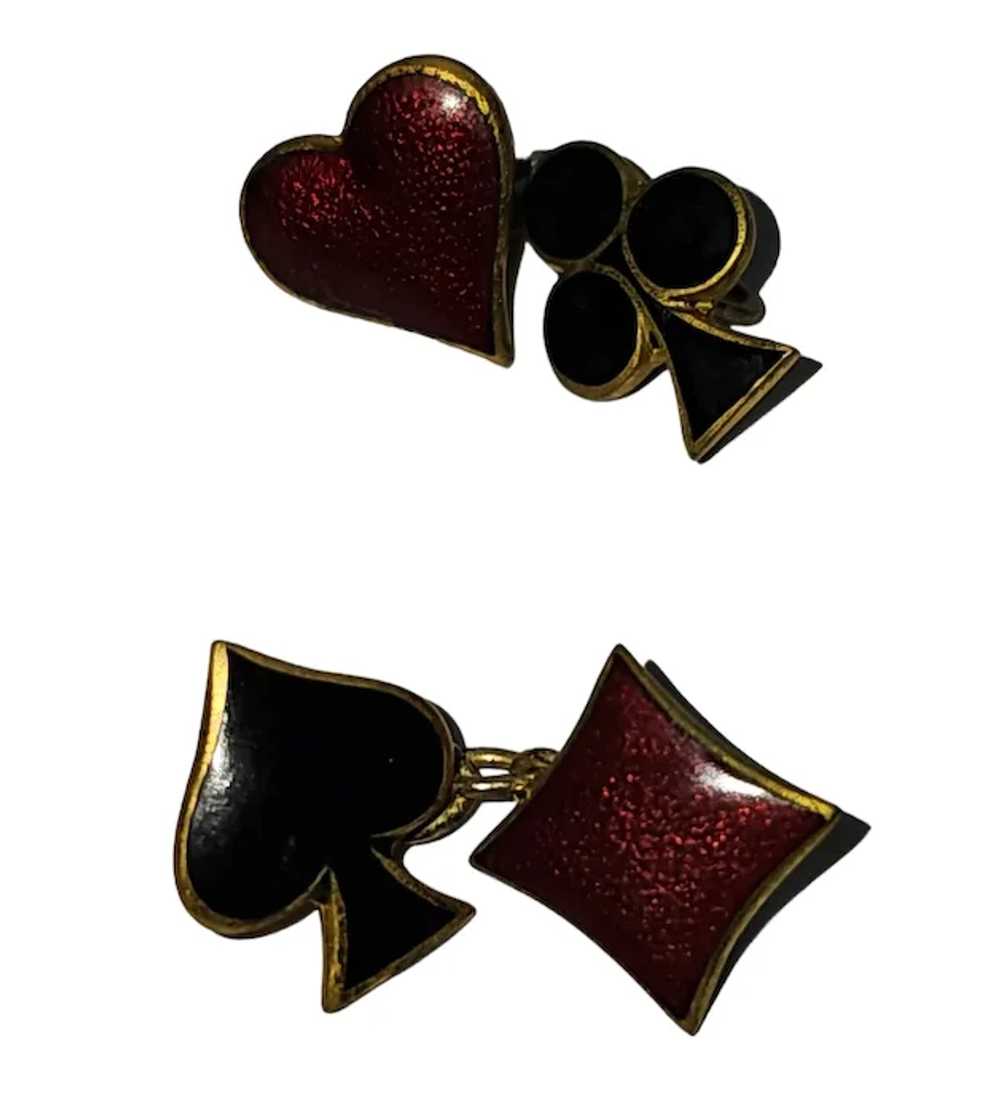 Casino Hearts Spades Diamonds Clubs Cufflinks - image 4