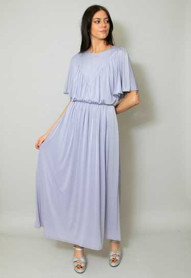 70's Grecian Vintage Lilac Caped Fluted Sleeve Max