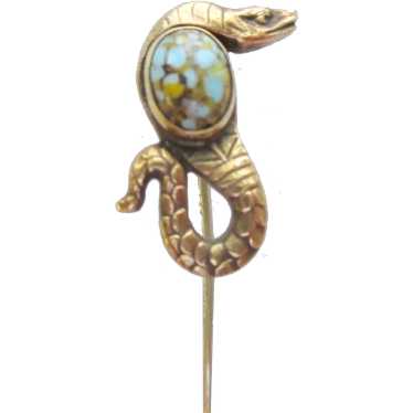 Antique Serpent Snake Czech Glass Stick Pin