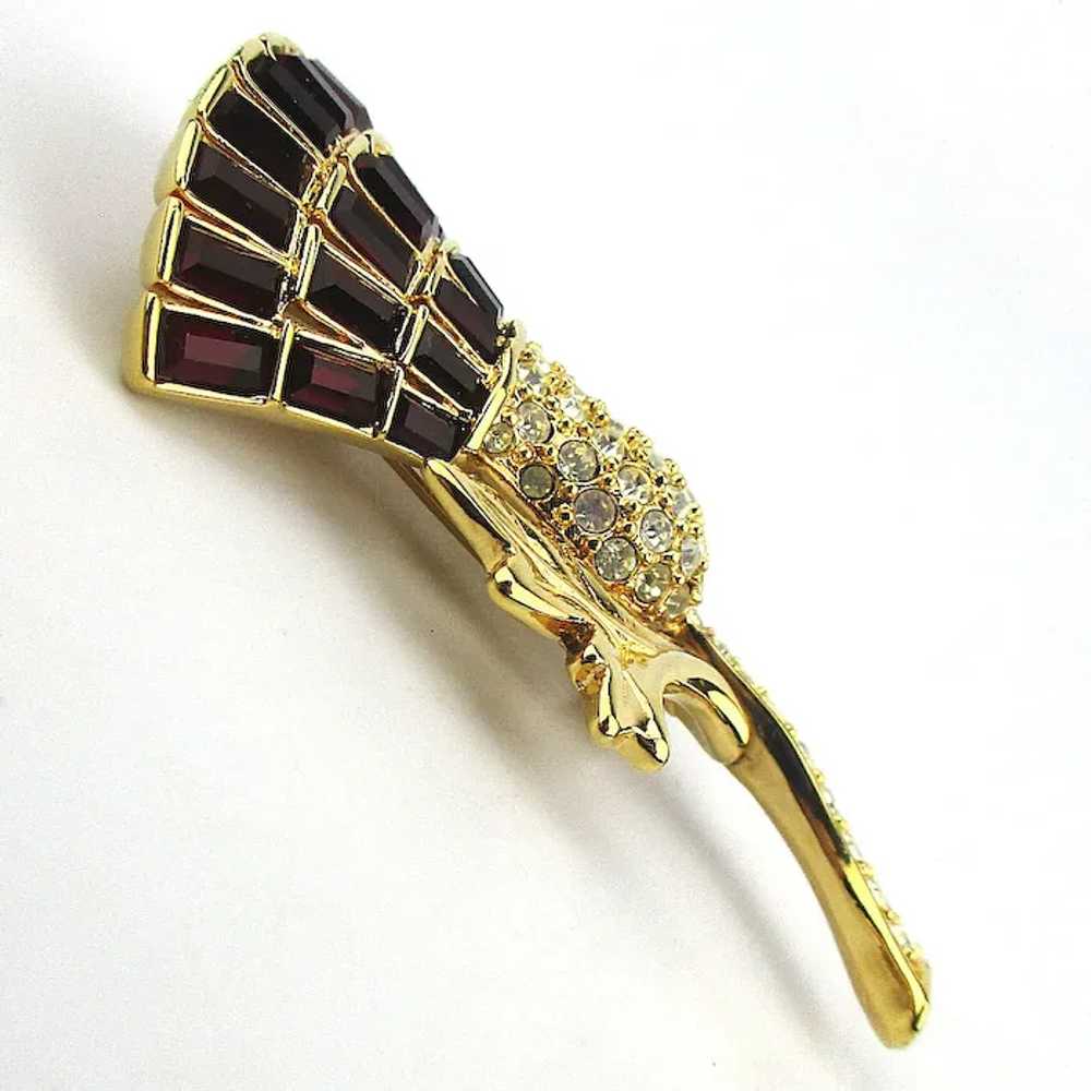Vintage Nolan Miller Crystal Thistle Flower Pin G… - image 2