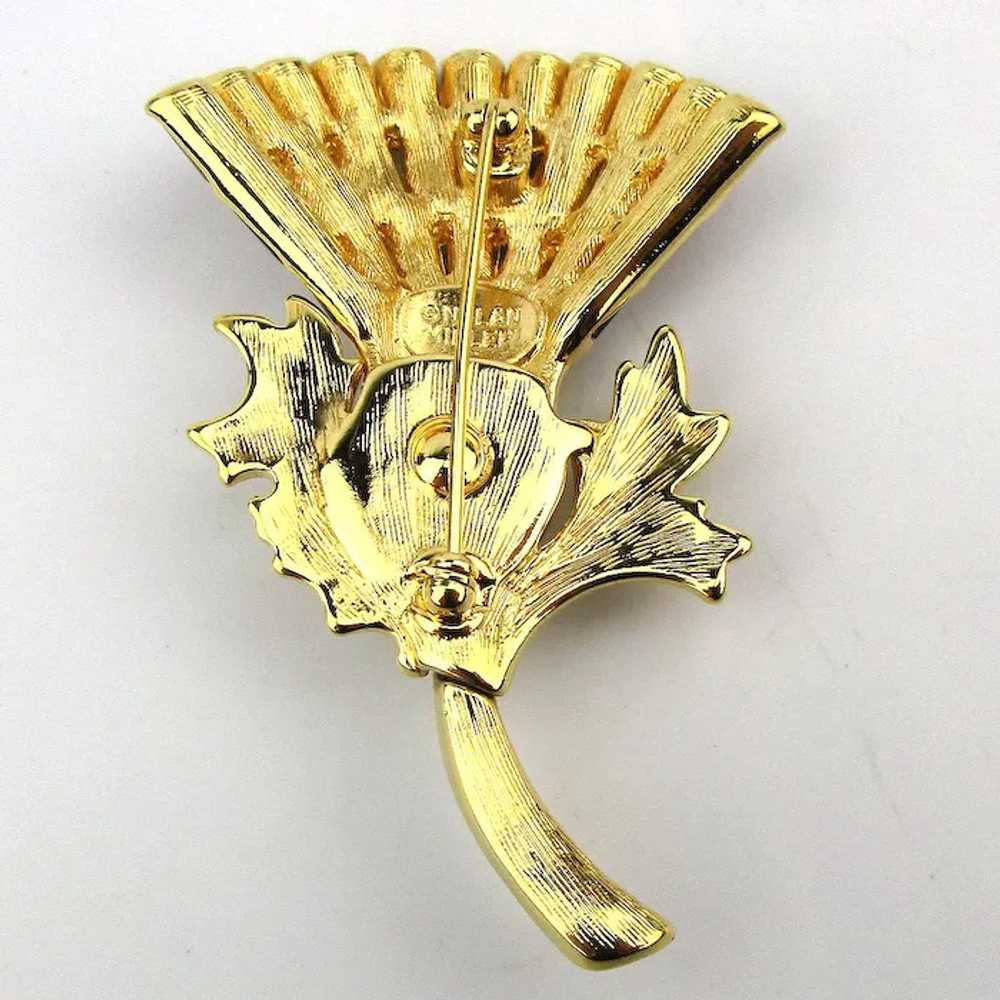 Vintage Nolan Miller Crystal Thistle Flower Pin G… - image 4