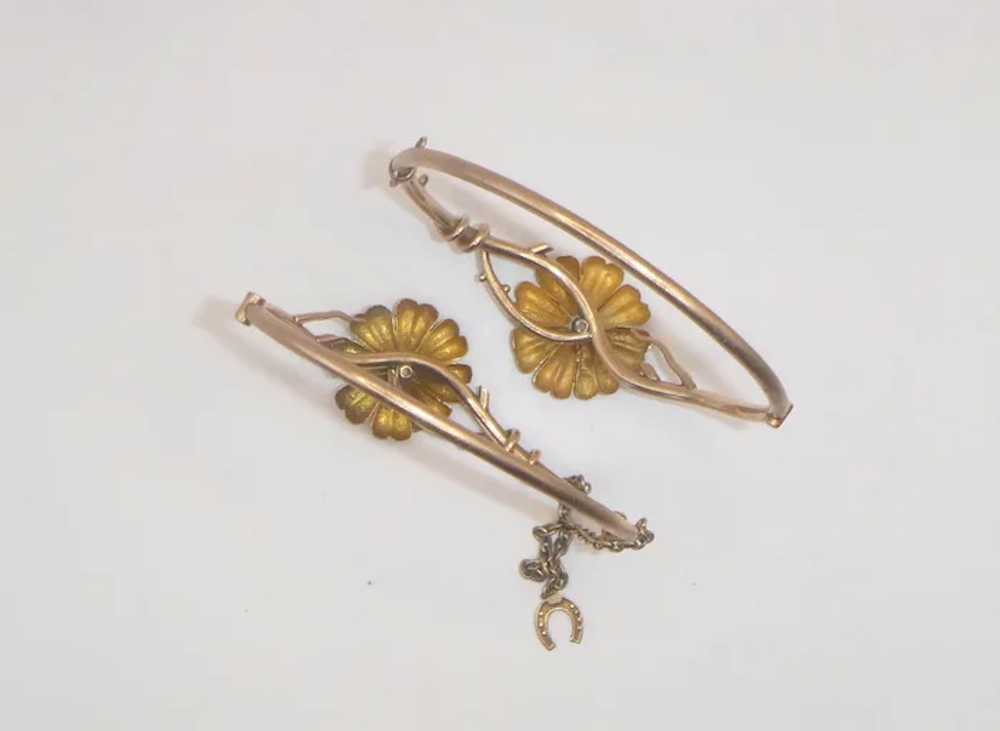 Antique Victorian Pair of 14K Gold Wedding Bracel… - image 12