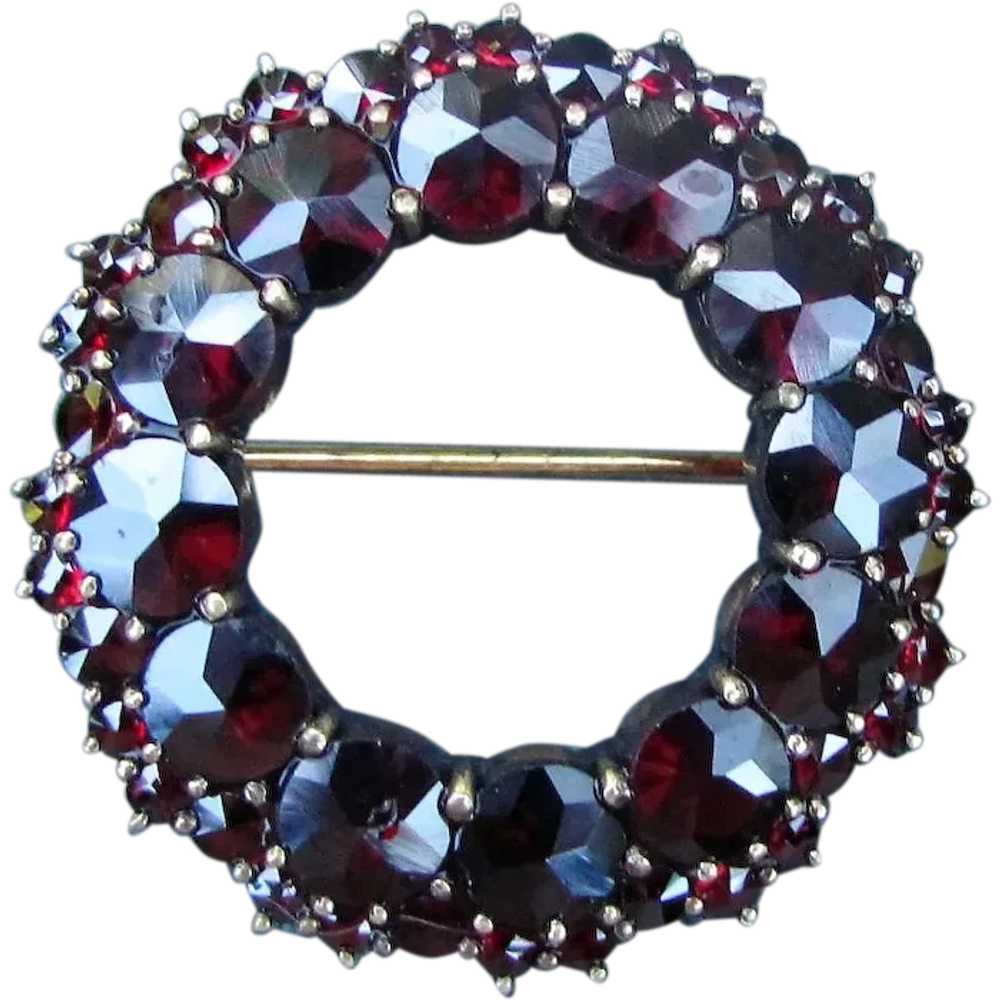 Antique Rose Cut Garnet Brooch Circa 1920 Germany - image 1