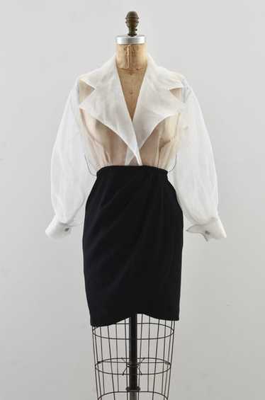 Vintage 1980s Sheer Wrap Dress - image 1