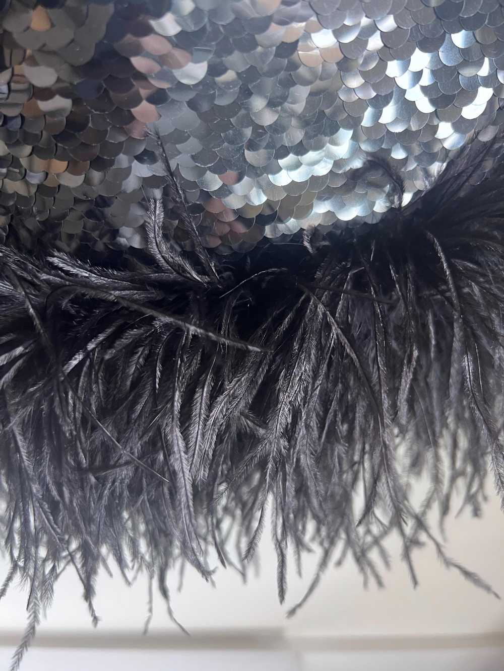 Magda Butrym Black Sequinned Feather Trimmed Trou… - image 11