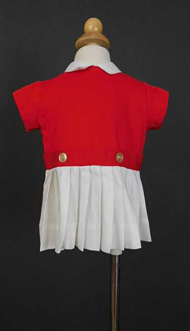 Vintage Baby Toddler Dress Red and White Pleated S