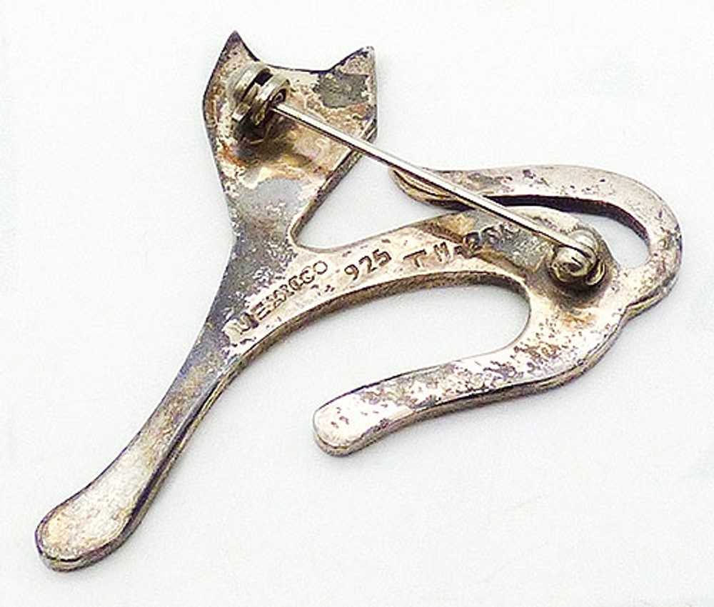 Taxco Sterling Cat Brooch - image 2