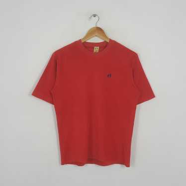 vintage hang ten t shirt, 70s 80s retro, solid red ringer tee, single  stitch sm.