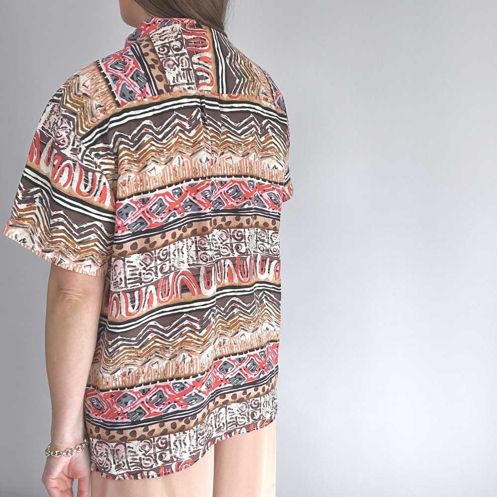 80s Silk Oscar de la Renta Aztec Blouse (XS-XL) - image 6