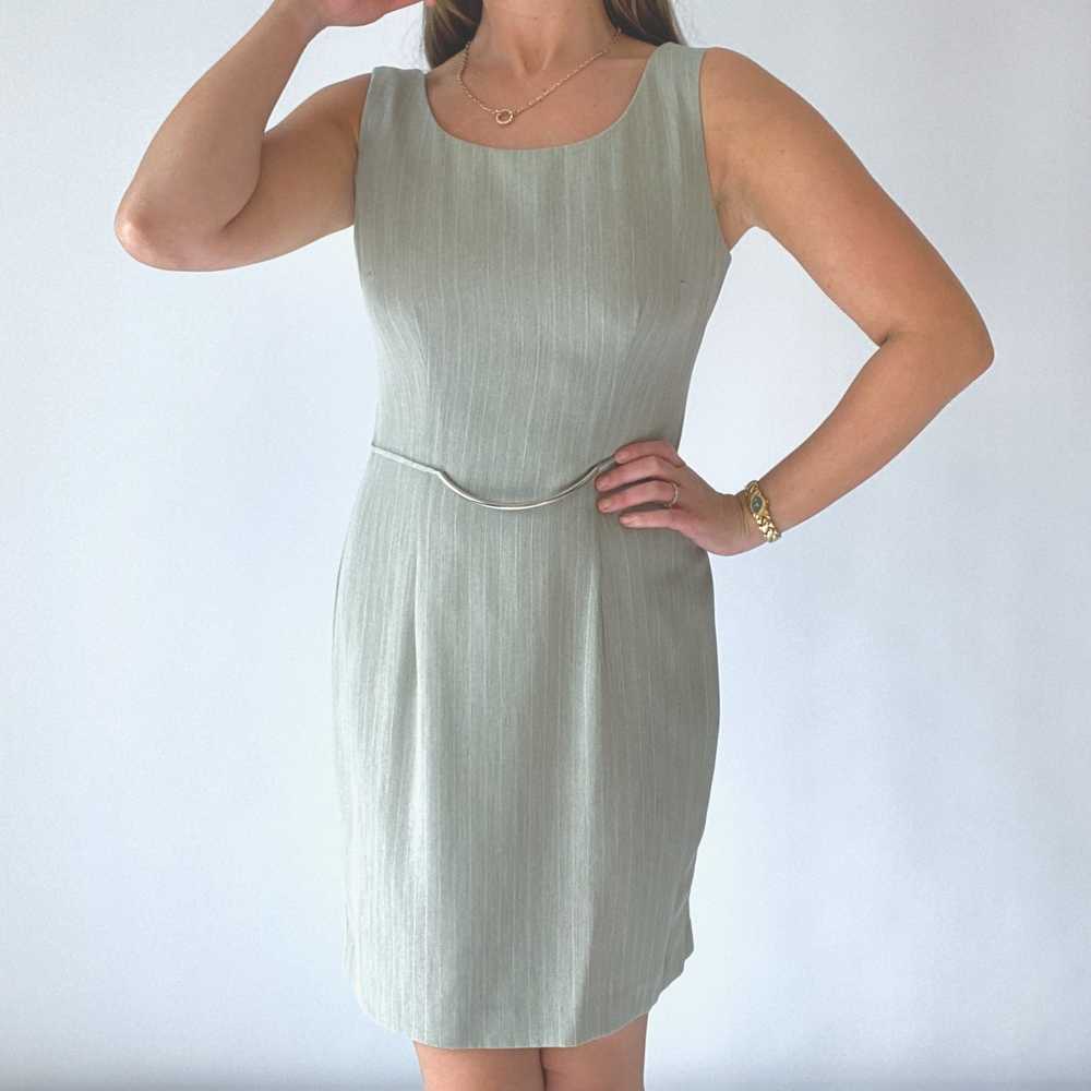 90s Pinstripe Mini Dress in Sage Grey (Size 6) - image 4