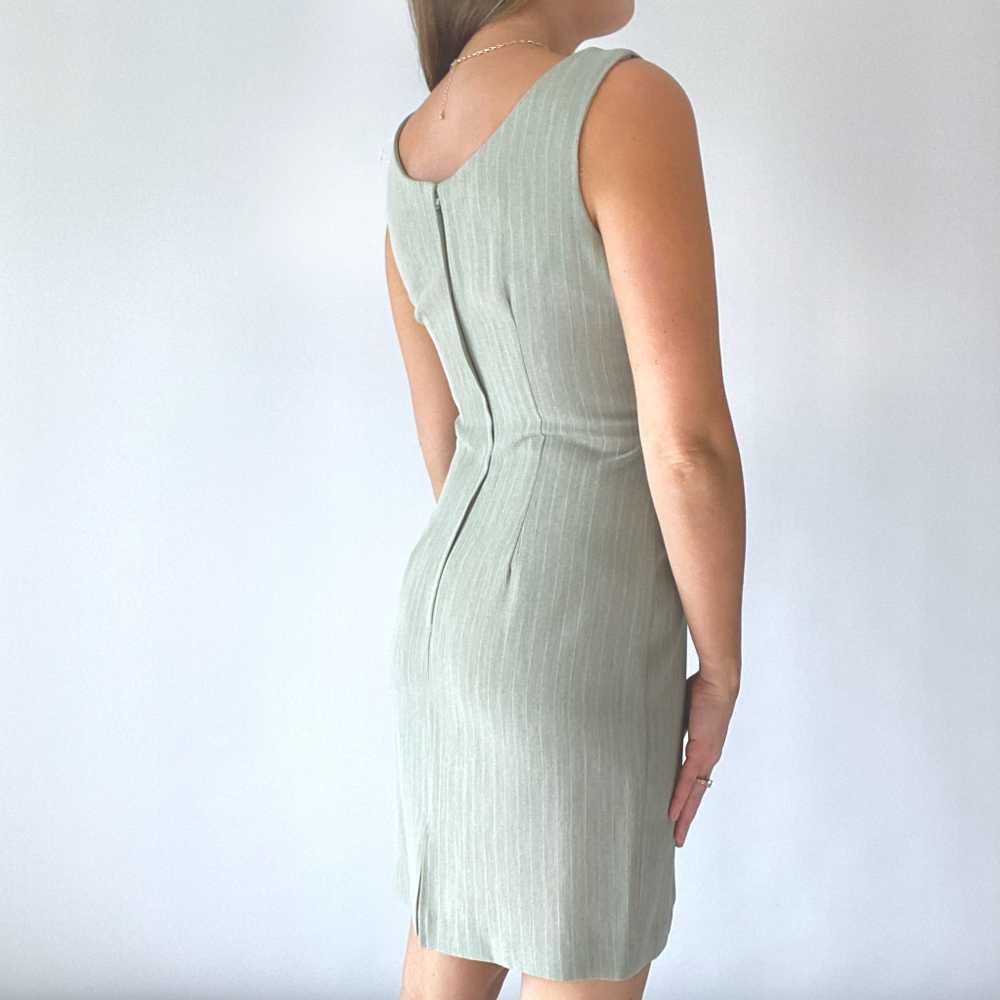 90s Pinstripe Mini Dress in Sage Grey (Size 6) - image 6