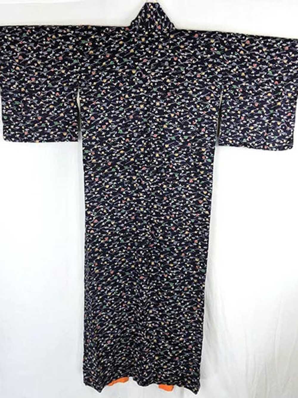 Dark Navy Blue & white Japanese Kimono - image 1