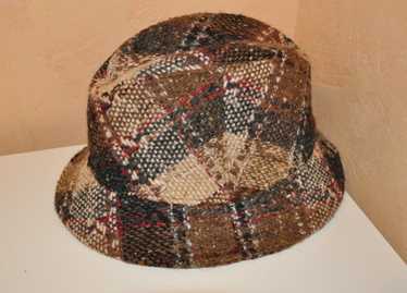 Burberry Tweed Wool Exclusive Check Fedora Hat Pa… - image 1