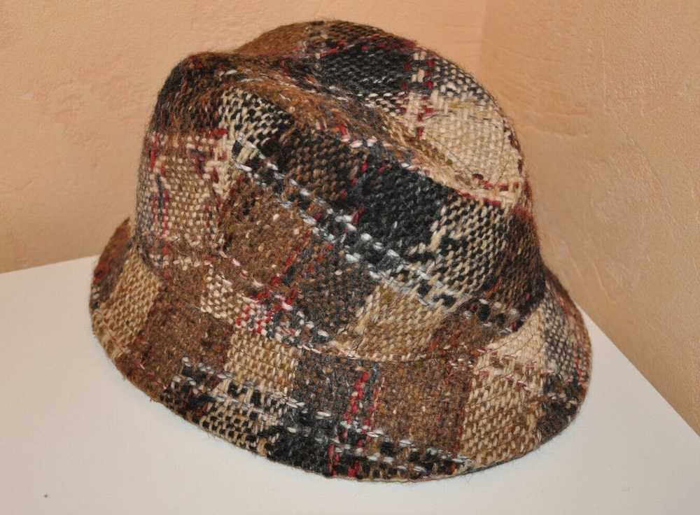 Burberry Tweed Wool Exclusive Check Fedora Hat Pa… - image 5