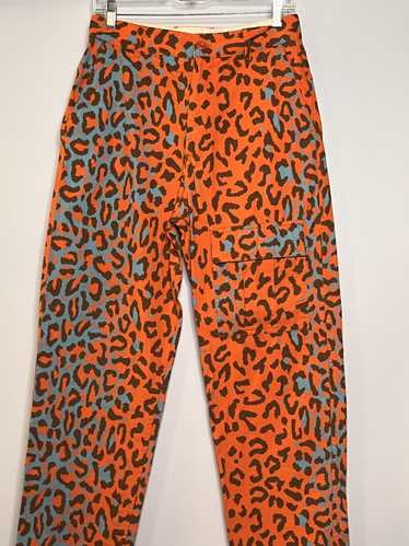 tiger-embroidered straight-leg pants