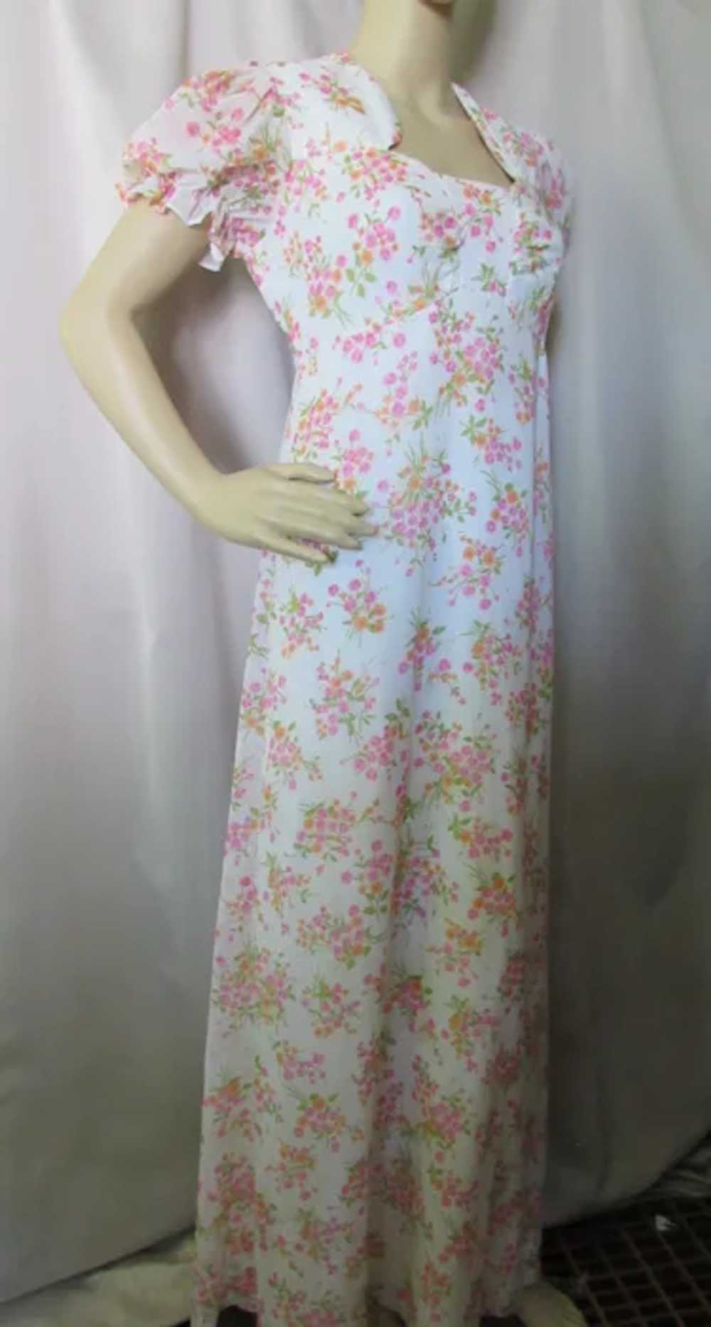 SALE 1970 Era Garden Party Style Long Dress Pink … - image 2