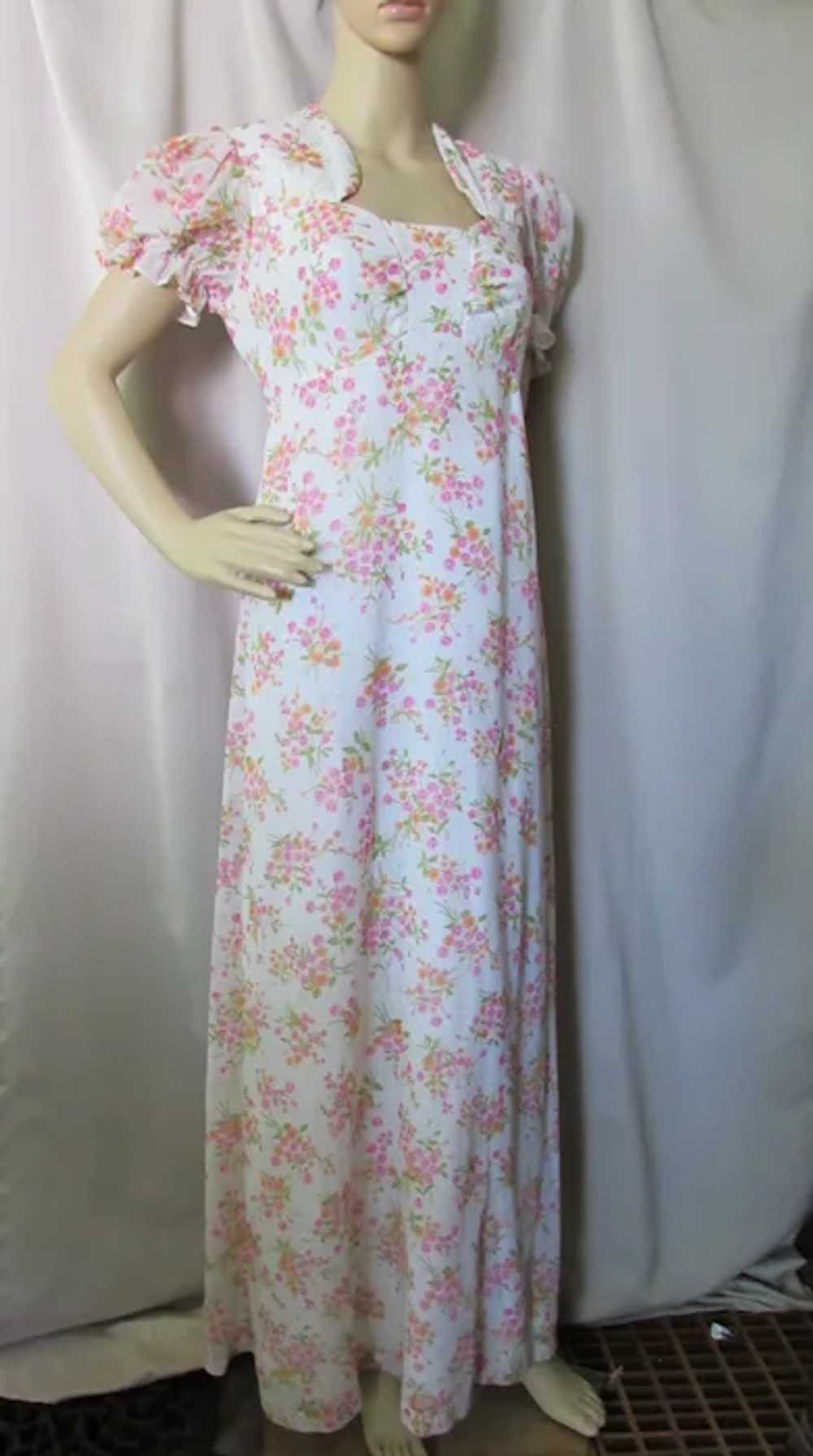 SALE 1970 Era Garden Party Style Long Dress Pink … - image 3