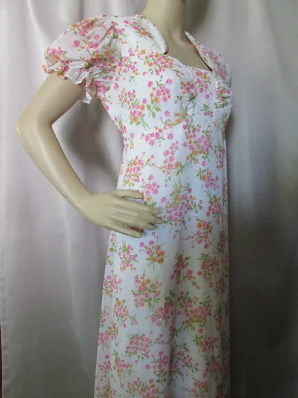 SALE 1970 Era Garden Party Style Long Dress Pink … - image 6
