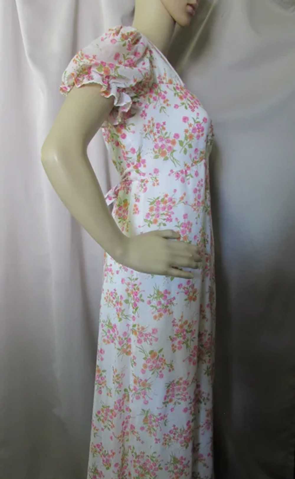 SALE 1970 Era Garden Party Style Long Dress Pink … - image 7