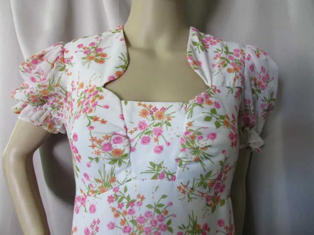 SALE 1970 Era Garden Party Style Long Dress Pink … - image 8