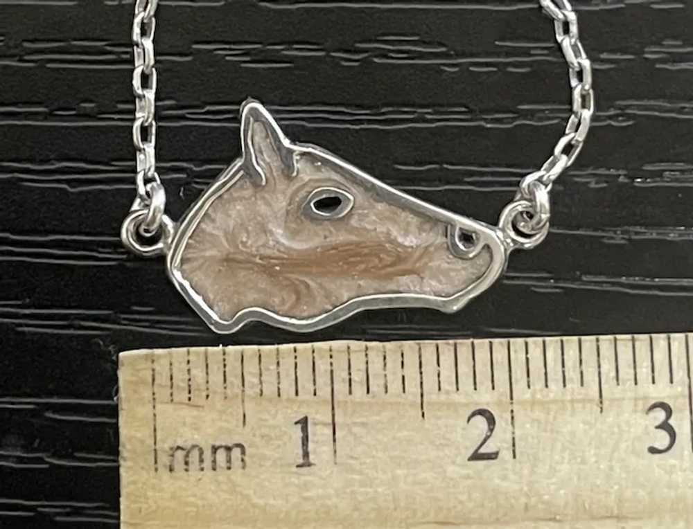 Horse Head .925 Silver Enamel Pendant - image 2