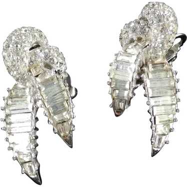 Marcel Boucher Baguette Rhinestone Climber Earring