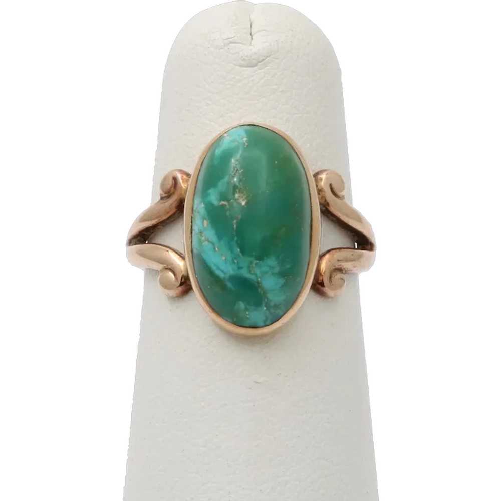 Antique Victorian 14K Yellow Gold Turquoise Ring - image 1