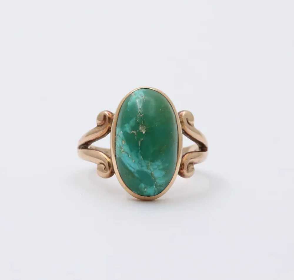 Antique Victorian 14K Yellow Gold Turquoise Ring - image 2