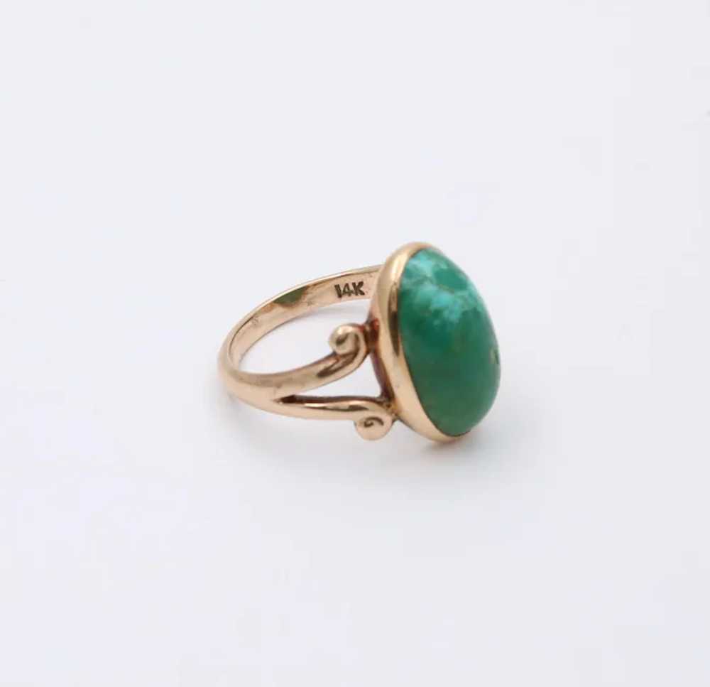Antique Victorian 14K Yellow Gold Turquoise Ring - image 6