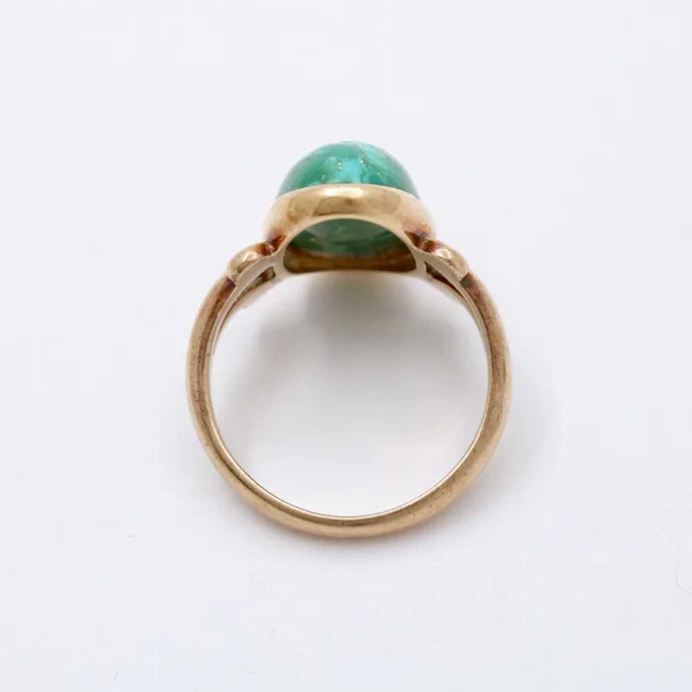 Antique Victorian 14K Yellow Gold Turquoise Ring - image 7