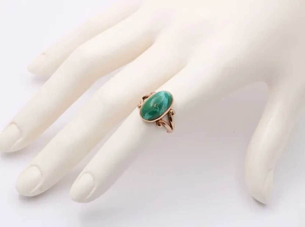 Antique Victorian 14K Yellow Gold Turquoise Ring - image 8