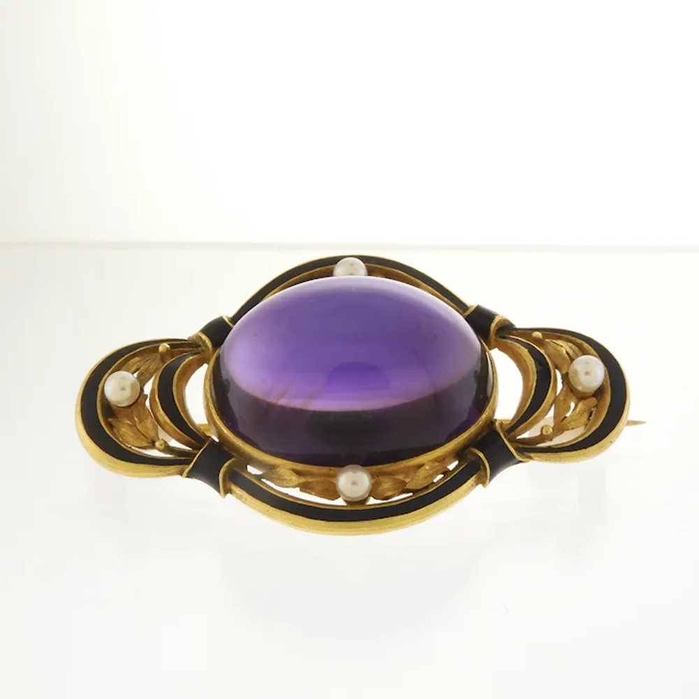 Vintage Edwardian-Style Amethyst, Pearl & Enamel … - image 2