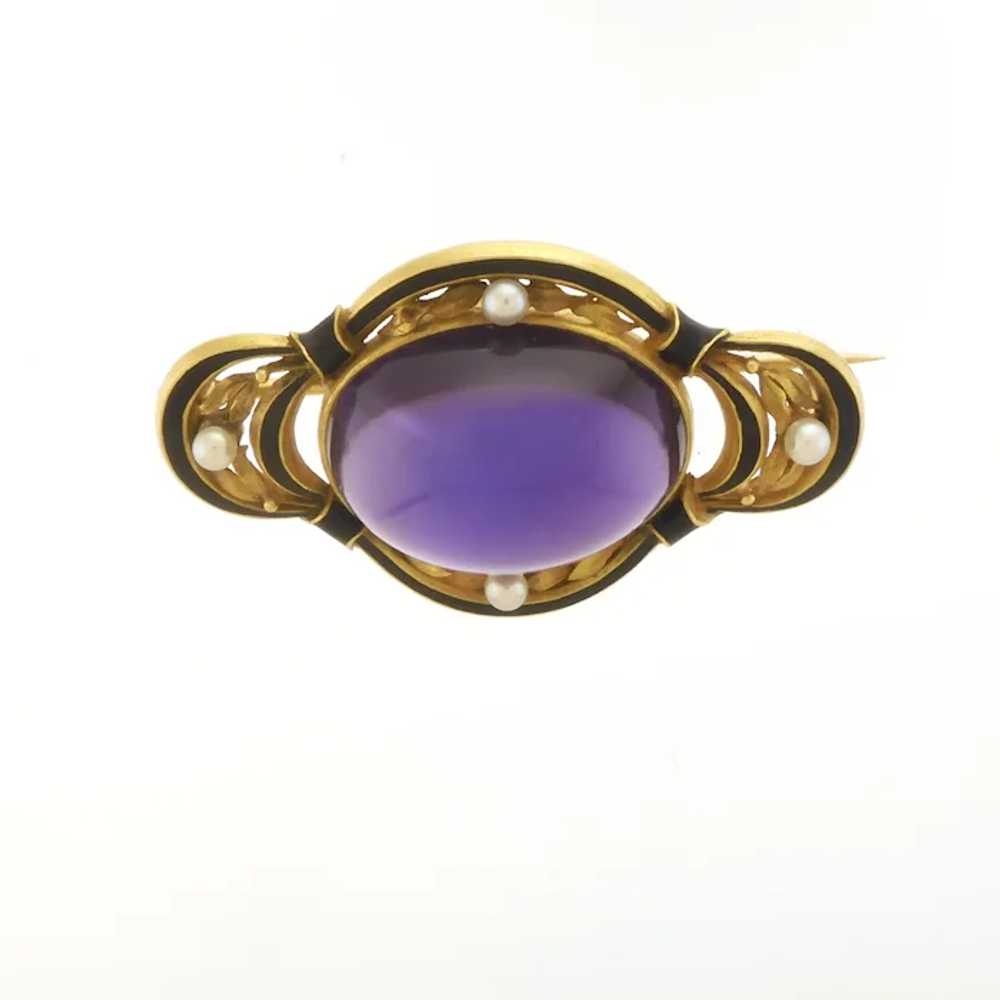 Vintage Edwardian-Style Amethyst, Pearl & Enamel … - image 3