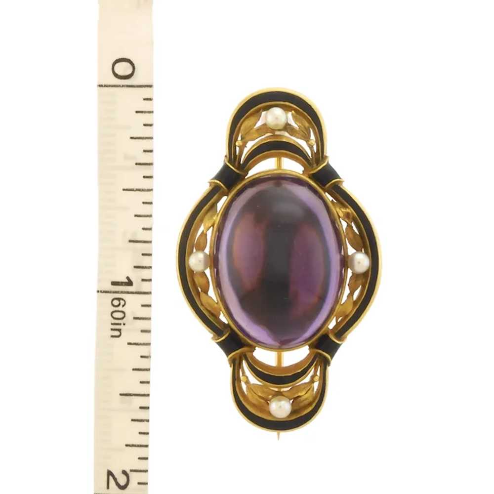 Vintage Edwardian-Style Amethyst, Pearl & Enamel … - image 6