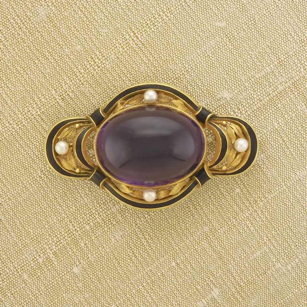 Vintage Edwardian-Style Amethyst, Pearl & Enamel … - image 8