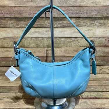 Coach Baby Blue Leather Magnetic Closure Hobo/Shoulder Bag