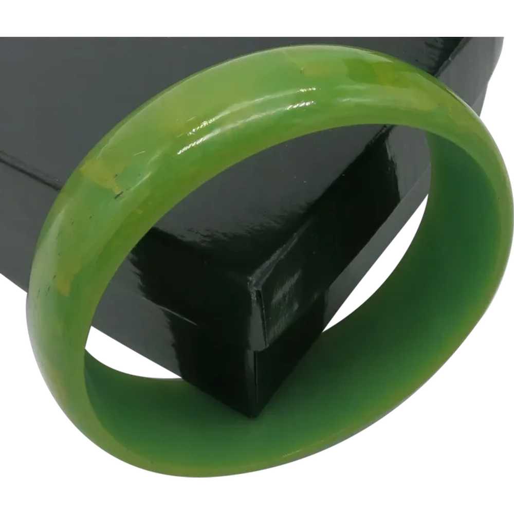 Green Marbled Bakelite Bangle Bracelet - image 1